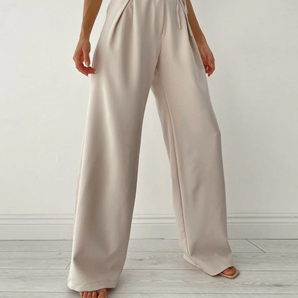Commense Wide Leg Pants in Light Beige - Picture 2 of 2